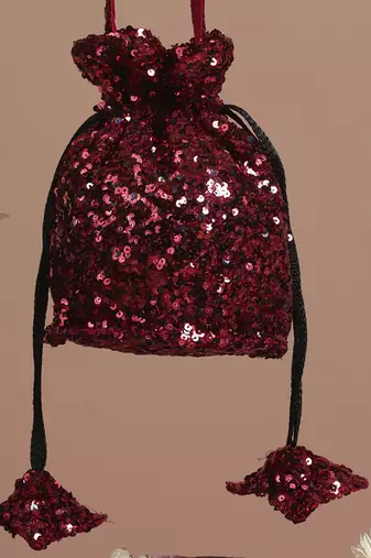 Maroon sequin potli bag