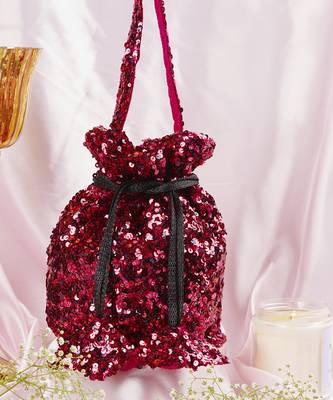 Maroon sequin potli bag 4