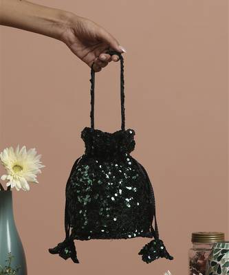 Green sequin potli bag 1