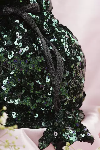 Green sequin potli bag