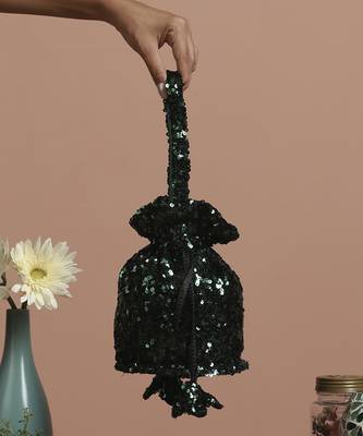 Green sequin potli bag 5