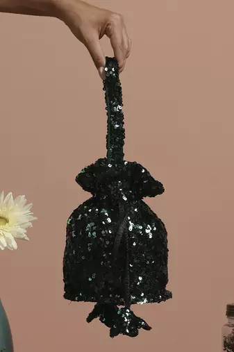 Green sequin potli bag