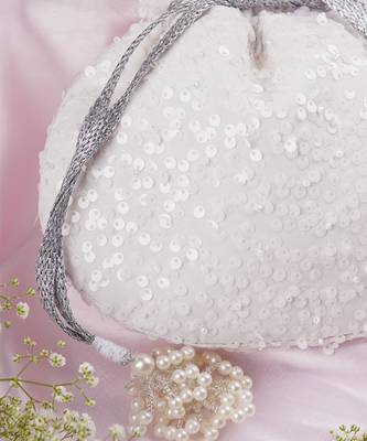 White georgette with sequin potli bag 4