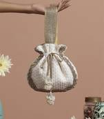 White with gold sequin potli bag