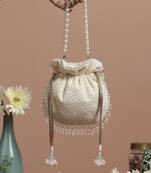 White with gold sequin potli bag