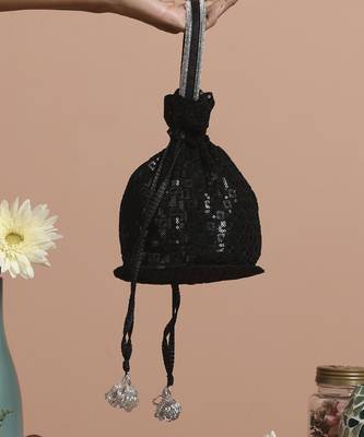 Black georgette embroidered potli bag 2