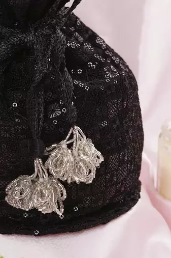 Black georgette embroidered potli bag