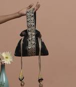 Black with gold brocade potli bag