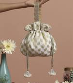 Gold and white chanderi potli bag