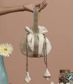 Cream and gold buti silk potli bag