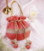 Pink chanderi potli bag