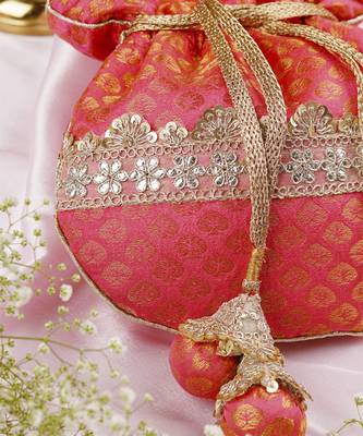 Pink chanderi potli bag 2