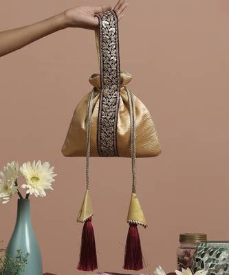 Gold organza potli bag 5