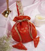 Orange chanderi potli bag