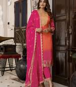 Trendmalls  chiffon embroidery bandhani print salwar suit set kurta pant with dupatta stitched