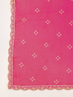  chiffon embroidery bandhani print salwar suit set kurta pant with dupatta stitched 7