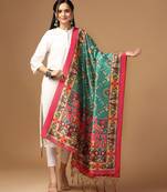 Rama Assam Silk Ceremonial Wear Printed Dupatta For Girls