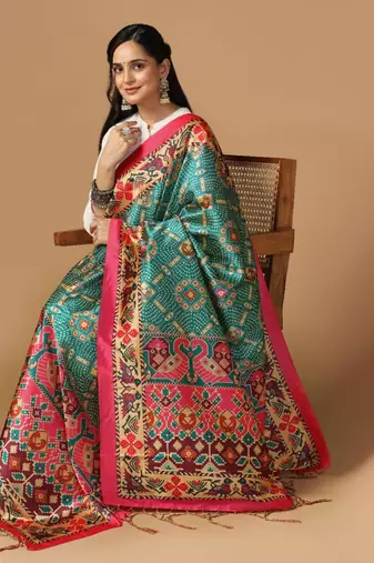 Rama Assam Silk Ceremonial Wear Printed Dupatta For Girls