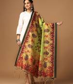 Green Assam Silk Ceremonial Wear Designer Printed Dupatta For Girls