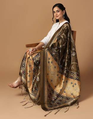Green Assam Silk Ceremonial Wear Printed Dupatta For Girls 4
