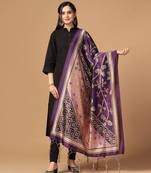 Purple Assam Silk Ceremonial Wear Printed Dupatta For Girls