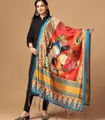 Orange Assam Silk Ceremonial Wear Designer Printed Dupatta For Girls