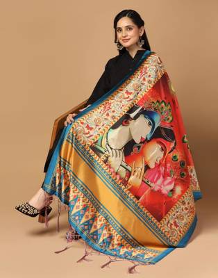 Orange Assam Silk Ceremonial Wear Printed Dupatta For Girls 4