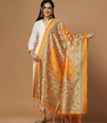 Mustard Assam Silk Digital Printed Partywear Dupatta