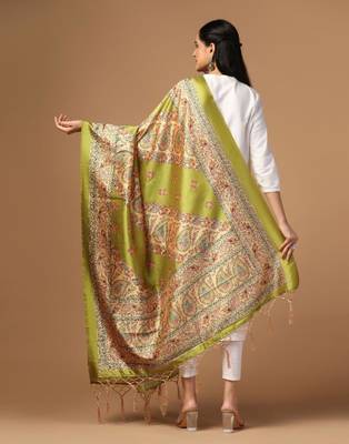 Green Assam Silk Digital Printed Partywear Dupatta 2