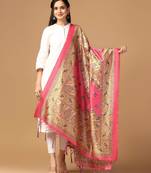Pink Assam Silk Digital Printed Partywear Dupatta