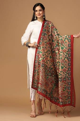 Multy Assam Silk Designer Digital Printed Partywear Dupatta