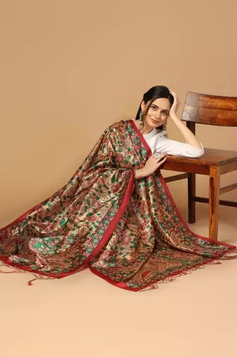 Multy Assam Silk Digital Printed Partywear Dupatta