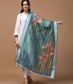 Blue Organza Fabric Wevon With Digital Printed Ceremonial Stylish Dupatta