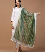 Green Organza Fabric Wevon With Digital Printed Ceremonial Stylish Dupatta