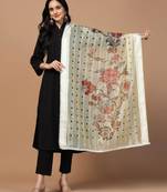 Cream Organza Fabric Wevon With Digital Printed Ceremonial Stylish Dupatta