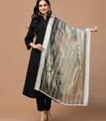 Grey Organza Fabric Wevon With Digital Printed Ceremonial Stylish Dupatta