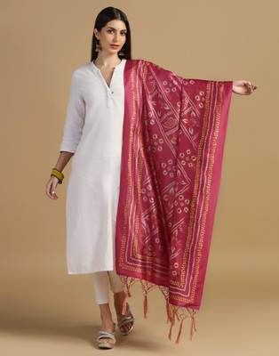 Gajri Assam Silk Digital Printed Ceremonial Dupatta 1