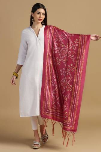 Gajri Assam Silk Designer Digital Printed Ceremonial Dupatta