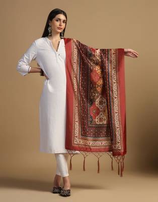 Brown Assam Silk Digital Printed Ceremonial Dupatta 1