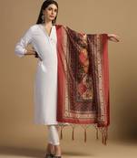 Brown Assam Silk Designer Digital Printed Ceremonial Dupatta