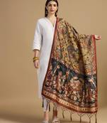 Mustard Assam Silk Digital Printed Ceremonial Dupatta