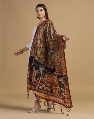 Mustard Assam Silk Digital Printed Ceremonial Dupatta 4