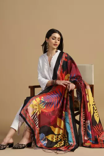 Multy Assam Silk Digital Printed Ceremonial Dupatta
