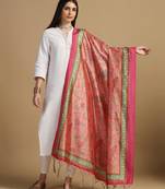 Pink Assam Silk Designer Digital Printed Ceremonial Dupatta
