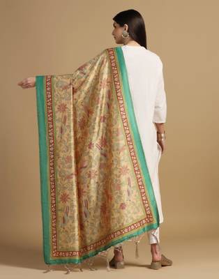 Yellow Assam Silk Digital Printed Ceremonial Dupatta 2