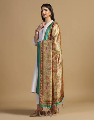 Yellow Assam Silk Digital Printed Ceremonial Dupatta 4