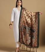 Beige Assam Silk Digital Printed Ceremonial Dupatta