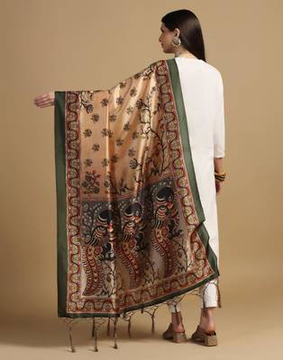 Beige Assam Silk Digital Printed Ceremonial Dupatta 2