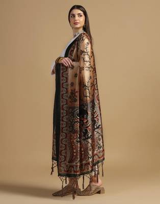 Beige Assam Silk Digital Printed Ceremonial Dupatta 4