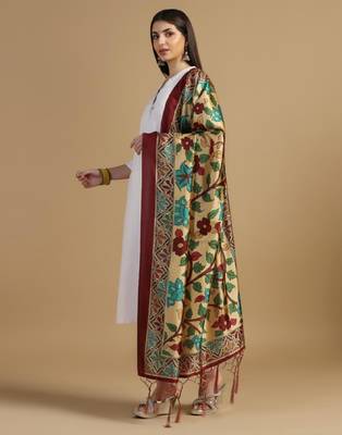 Yellow Assam Silk Digital Printed Ceremonial Dupatta 4